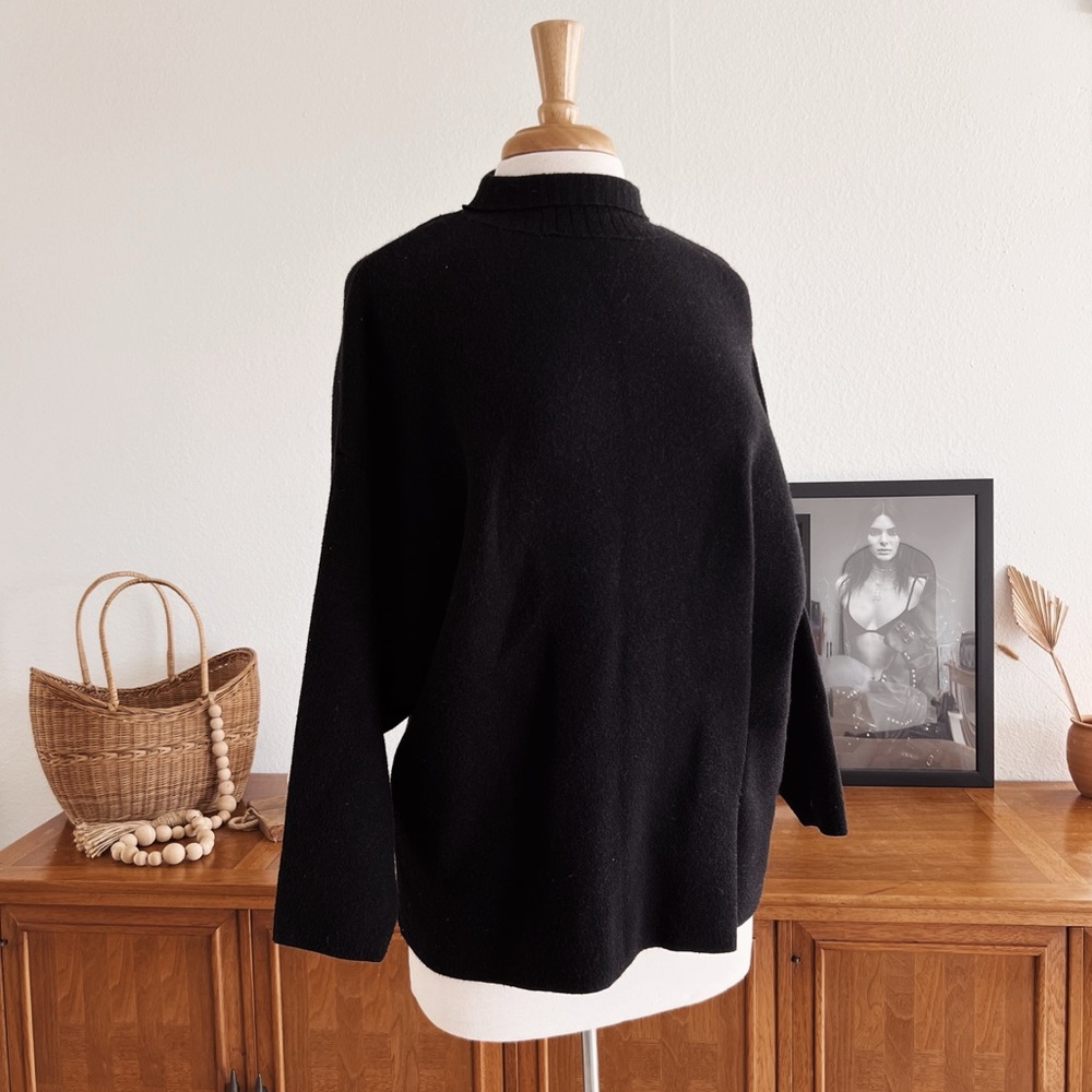 BLACK DROP SLEEVE STRUCTURED ZARA SWEATER TOP #0328 - Picture 3 of 8